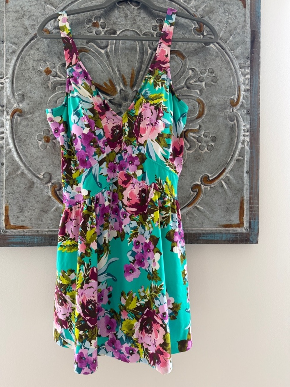 Maxine of Hollywood empire waist swimdress size 18 retro modest aqua flattering